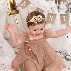 Baby Girl Birthday Dress W/Flower Headband